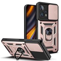 Slide Camera Lens Armour telefono dėklas, skirtas Xiaomi Redmi Note 12 11 Pro 12S 11S A1 11A Poco M5 M4 X4 X5 Pro 5G 4G Smūgiams atsparus kietas kompiuterio dangtelis For Redmi Note 12 4G rožinio aukso spalvos