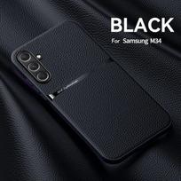 Skirtas Samsung Galaxy M34 5G Case Automobilinis magnetinis laikiklis Odiniai telefono dėklai Samsung M34 M 34 5G SM-M346B Atsparus smūgiams galinis dangtelis For Galaxy M34 5G juoda