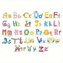 Animacinių gyvūnų raidės Lipnios raidės Sienos lipdukai Vaikų miegamojo dekoravimui Sienų dekoracijos Lipdukai 26 Alphabets įvairiaspalvis