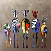 Spalvingas zebras, drobės tapyba, sienos menas, paveikslas, gyvūnų plakatai palėpės sienų dekoravimui, modernaus svetainės namų dekoravimas 21X30cm No Frame black