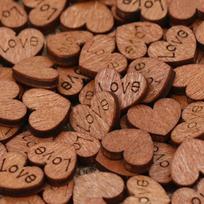 100 vnt medinių meilės širdies mygtukų vestuvių stalo išbarstyti konfeti dekoravimo amatai love letter brown