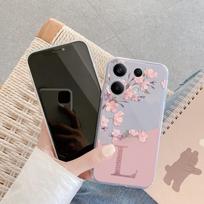 Angliška raidė Gėlė Minkštas Skaidrus Silikoninis Dėklas Redmi Note 13 Pro 13C 14C 14T Xiaomi 14 Poco C65 M6 Pro F6 Pro Kameros apsaugos Smūgiams atsparus Dangtelis Xiaomi Poco X3 Pro