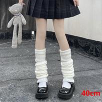 Y2K Moteriškos kojinės kojoms Japoniška Lolita Ilgos kojinės Vilnonės megztos pėdų apsaugos Rankovės šildytuvai Ruduo Žiema Nėrimo Krūva kojinės Bato apykaklės S balta