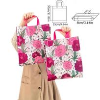 5PC Camellia Print Tote Bags Festival Supplies Transparent For Daily Use Shopping Bags Mother's Day Plastic Gift Packaging 250x300x80mm