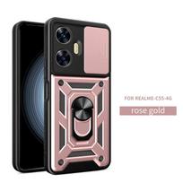 For OPPO Realme C55 C53 Shock-absorbing Armored Car 360 Degree Holder Phone Case Realme 11 10 Pro Plus 5G Camera Lens Protection For Realme C55-4G rožinio aukso spalvos