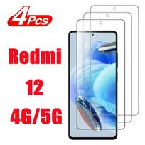 4 vnt. Didelės raiškos grūdintas stiklas HD+ Ekrano apsauginis stiklas Xiaomi Redmi 12 4G/5G telefonui Aukštos kokybės stiklinė plėvelė Redmi Note7 gryna