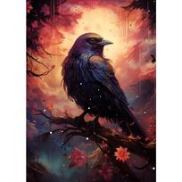 Juodo varno drobės plakatas akvarelinis varna gyvūnas paukštis sienos meno paveikslas svetainei miegamajam barui klubui modernus namų dekoras dovana 21cm×30cm NoFrame