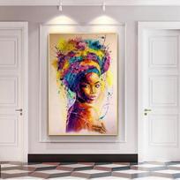 Afrikos mergaitės drobės paveikslai ant sienos Meno paveikslai Afrikos menas Abstraktus moters portretas Plakatai ir spaudiniai Namų sienų dekoras 21*30cm