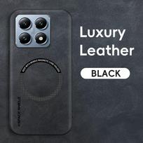 Magnetinis Retro Odinis Minkštas Dėklas Xiaomi 14T Pro Xiaomi14TPro 5G Belaidis Įkrovimas Telefono Dėklas Viršelis For Xiaomi 14T juoda
