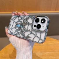 Juokingas 3D tuščiaviduris voro dėklas iPhone 16 15 14 13 12 11 Pro Max telefonams, minkštas TPU dengtas šilumos išsklaidymo dangtelis iPhone 14 15 16 Plus telefonams iPhone 16 Pro Max sidabras