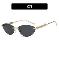 Ladies Sunglasses, Rivet Triangle Cat Eye Sunglasses, Frameless Fashion Sunglasses