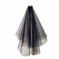 Halloween Black Veil Headpiece Soft Tulle Veil Breathable NonFade Unisex Accessory Haripiece for Costume Parties M