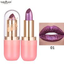 Metalinis violetinis chameleono lūpdažis, keičiantis spalvą, matinis, blizgus, deimantinis lūpdažis, vandeniui atsparus, perlamutrinis blizgesys, seksuali makiažo priemonė 01