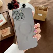 Matinis apsauginis telefono dėklas su magnetiniu įkrovimu ir apsauga kamerai, skirtas iPhone 17 Air 16 PM 15 14 Plus 13 12 11 Pro Max, minkštas TPU silikono smūgiams atsparus dangtelis iPhone 13 Pro pilka spalva