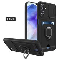 Žiedo Laikiklis Kortelės Lizdas Dėklas Samsung Galaxy A55 A54 A34 A24 A14 A35 A25 A15 A73 A53 A33 A23 A13 A72 A52 A32 A22 A71 A51 Dangtelis for Galaxy A24 4G juoda