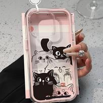 Piešiniais dekoruotas telefono dėklas iPhone 17 11 12 13 14 15 16 iPhone 17 12 13 14 15 16 Pro 17 12 13 14 15 16 Pro Max Aukštos kokybės piešiniais dekoruotas gyvūnų mielas telefono dėklas iPhone 11 rožinė