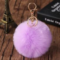 Pūkuotas triušio kailiukas Pelėda Pom Pom Rutulinis raktų pakabukas Automobilio raktų pakabuko pakabuko laikiklis Charm Moteriškas krepšio priedas 1pcs violetinė