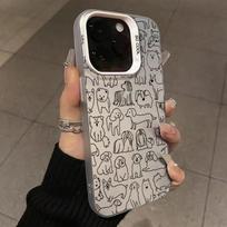 Case For Samsung Galaxy S24 S23 Ultra S22 Plus S21 FE A15 A35 A55 A24 A54 A33 A53 Funny Graffiti Dogs Shockproof Silver Cover A15 4G