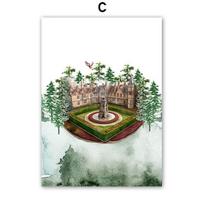 Burtininkų įkvėptas H-Hogwarts Vintažinis plakatas Pelėda Magiška mokykla Pilis Traukinys Drobės tapyba Darželio sienos menas Vaikų kambarys Namų dekoras 21X30cm No Framed