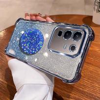 For infinix Note 50 Pro Plus 50X 50S Hot40i Tecno Spark 20 pro C Go 2024 Case With Holder Shockproof Full Protection Shiny Cover Infinix Note50 4G&Case & Holder mėlyna