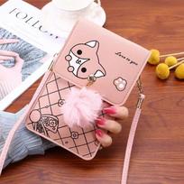 Fashion Wallet Handbag Cartoon Phone Bag Sling Pouch Touchable PU Leather CLE rožinė