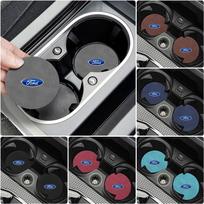 Ženklelis Automobilio Puodelio Padėkliukas Vandeniui Atsparus Neslystantis Neperšlampantis Išsiliejimams Padėkliukas Ford Focus Mondeo Kuga Fiesta MK7 Escort Explorer Edge 2 4 MK2 MK4 1pcs juoda