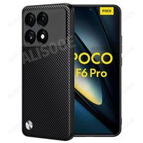 Dėklas POCO F6 Pro 5G, prabangus anglies pluošto tekstūros PU odos apsauginis dangtelis Xiaomi POCO F6 Pro, Capa For POCO F6 Pro gray