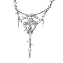 Punk Barbed Wire Necklace Choker Cross Pendant Choker Hip Hop Rock Jewellery Unisex Necklace Crucifix Clavicle Chain Y2K 1
