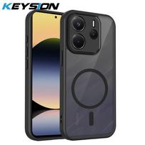 KEYSION Magnetinis telefono dėklas Redmi Note 14 5G, minkštas silikonas+PC, matinis, permatomas, skaidrus, atsparus smūgiams, skirtas Redmi Note 14 4G for Redmi Note 14 juoda