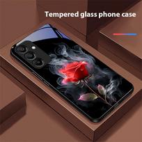 White Smoke Red Rose For Samsung Galaxy A15 5G 54 4G 51 50 24 35 90 71 12 51 53 52S 80 22 34 Black Tempered Glass Phone Case For Samsung A52s 5G