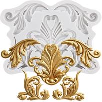 Baroque Silicone Mold Curlicues Scroll Lace Fondant Molds Cake Decorating Tools Cupcake Topper Candy Sugar Craft Gum Paste Polymer Clay pilka spalva