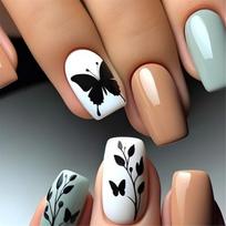Square Press on Nail Glossy Fake Nail Stick on Nail in 12Sizes,24 Pcs French Nail Tips for DIYS Nail Art Decorations 1