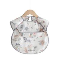 Adjustable Baby Bib Short Sleeve Oil Resistant Smock Lightweight Feeding Apron for Infants Mealtime Crafts Play 90