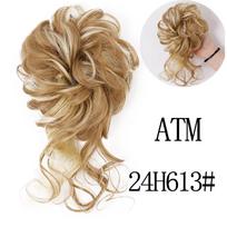 MISS WIG Moteriška sintetinė kuodelė Chignon Netvarkinga garbanotų plaukų juosta Elastinga Scrunchy netikrų plaukų gabalėliai moterims plaukų segtukai Juodai ruda
