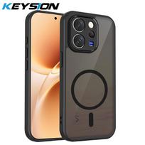 KEYSION Magnetinis telefono dėklas skirtas VIVO V70 5G Minkštas silikonas+PC Matinis permatomas juodas Atsparus smūgiams galinis dangtelis skirtas VIVO V70 for VIVO V70 juoda