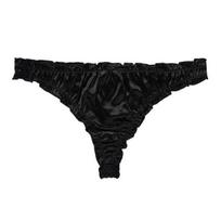 Satin Thongs for Women Sexy Low Rise Cute Ruffle Trim Panties Smooth Silky G-String T Back Underwear L