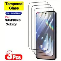 3 vnt. Pilno dangtelio grūdintas stiklas, skirtas Samsung Galaxy A57 5G A37 A27 Stiklinis viso ekrano apsauginis elementas, skirtas Galaxy S25 FE 4G 5G 9H kietumo stiklo plėvelė Galaxy S25 FE juoda