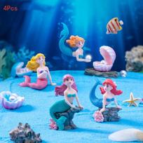 4 vnt. Kawaii Reef Undinėlės Lėlė Akvariumo Dekoracijos Ornamentai Namų Dekorui Miela Torto Viršūnėlė Žaislas Dovana Pasidaryk pats Dekoracija onesize