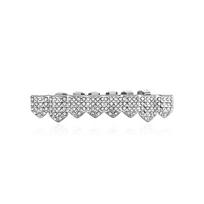 Bling Cubic Zircon Hip Hop Teeth Grillz For Unisex Top Bottom Mouth Removable Dental Fashion Cosply Teeth Jewelry Silver Bottom