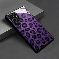 Purple leopard print glass phone case suitable for Samsung Galaxy S26 S25 S24 S23 S22 S20 FE/Ultra/Plus anti drop back cover Galaxy S26