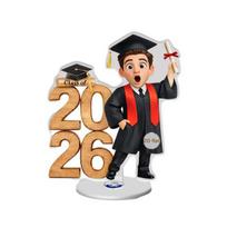 Graduation Decorations, Acrylic Rotating Decor with Owl Cap Book Design, Non-Fading 360° Spin Tabletop Ornament for Desk, Keepsake Gift for Graduates A