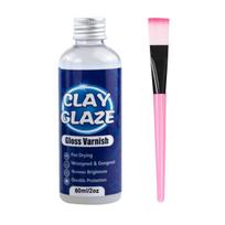 Clay Glaze Gloss Varnish Water Based Craft Sealant for Air Dry Clay Ceramic Wood Gypsum Painting Long Lasting High Shine Protective Coating 60ml