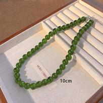 Glass Choker Necklace Round Collarbone Chain New Green Beads Necklace  Jewelry 8 mm
