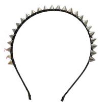Rocker Adjustable Faux Hair Hoop Punk Rivets Studded Headwear For Women Men Costume Parties 1 sidabras