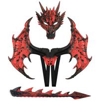 Dragon Wing Mask and Tail Set Dinosaur Cosplay Set for Kids Girls Boys Halloween Dragon Costumes for Theme Party Decor