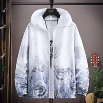 PLAYBOY Men's Ice Silk Hooded Sun Protection Jacket 4XL šviesiai pilka spalva