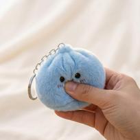 Plush Plush Squishy Keychain Soft Fluffy Steamed Buns Keyring  Birthday Party Gift mėlyna