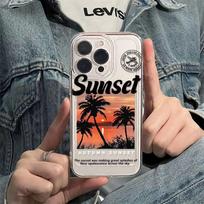Vintage Coconut Sunset for iPhone17promax iPhone 16 Case 14/13 Transparent 15 All Inclusive x apple 17