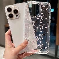 Girl pink bow for 14 Apple phone case 15promax Korean 11 transparent 12 anti-drop 16 soft 13 iPhone 7