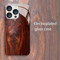 Wood Grain Texture Pattern Electroplated Glass Lens Protection Business Design Phone Case for iPhone 16  17 Pro 15 14 Pro Max For iPhone17 black
